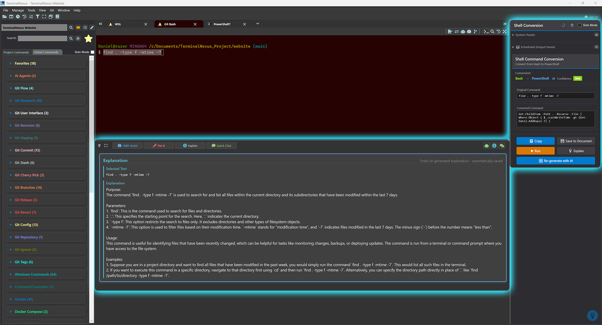 Shell Command Conversion